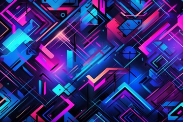 Abstract cyberpunk pattern with holographic effects and vibrant hues - obrazy, fototapety, plakaty