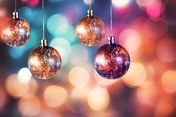 Fototapeta premium Blurred bokeh lights on holiday baubles. Christmas concept