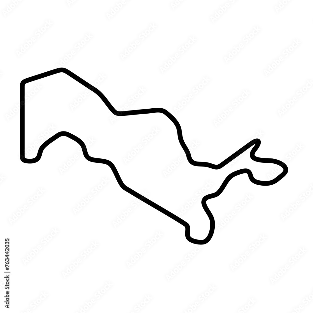 Sticker uzbekistan country simplified map. thick black outline contour. simple vector icon - Stickers