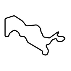 Uzbekistan country simplified map. Thick black outline contour. Simple vector icon