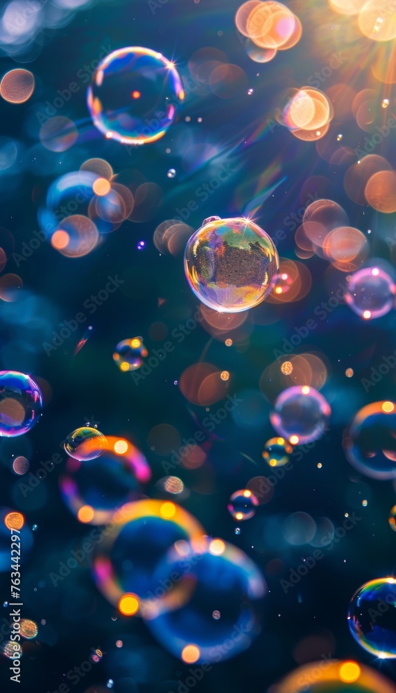 Aufkleber vivid rainbow reflection in soap bubble creating a colorful and vibrant background