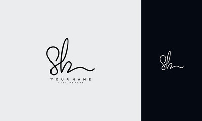 initial letter SH handwriting and signature logo Typography Vector design Template