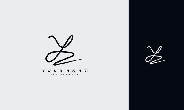 initial letter YZ handwriting and signature logo Typography Vector design Template