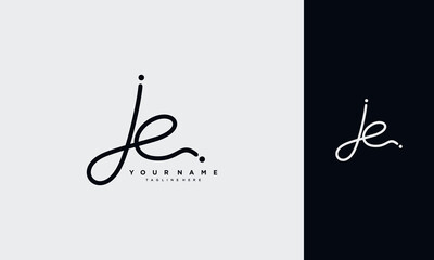 initial letter JE handwriting and signature logo Typography Vector design Template