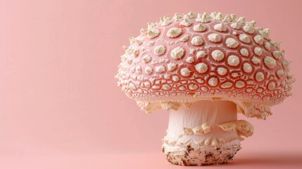 Agaricus bisporus mushroom on delicate pastel background, ideal for aesthetic visuals