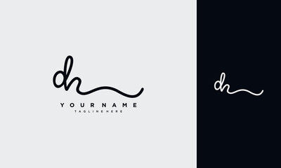 initial letter DH handwriting and signature logo Typography Vector design Template