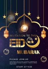 Islamic Ramadan Holiday flyer or poster With Light Lamp moon gradient elegant background © Shuvo_Hazary