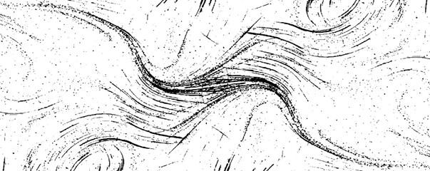 Swirled and curled stripes and brush strokes texture. Marble or acrylic atrwork imitation. Cool and swirly background. Abstract vector illustration. Black isolated on white. EPS10 
