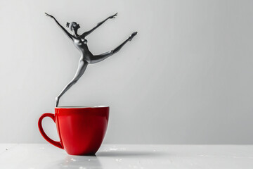 World DANCE Day coffee mug,  red cup with dancer on white background, design