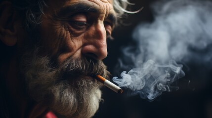 Fototapeta premium Elderly Man Smoking Cigarette