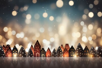 Festive bokeh with merry Christmas scene - obrazy, fototapety, plakaty