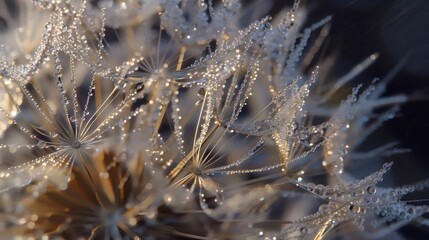Dandelion Seeds with Morning Dew