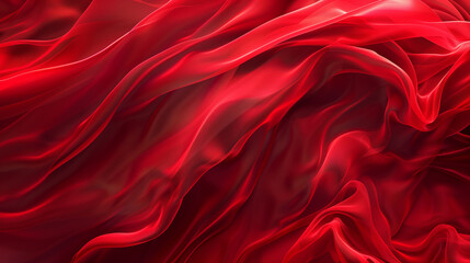 Beautiful graceful flowing red transparent silk fabrics. Background with smooth waves for design. - 763445200