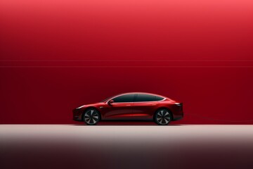 Minimalist electric car concept with copy space.