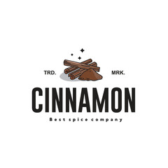 vector illustration of the cinnamon spice logo icon, cinnamon kitchen spice for the cooking food industry
