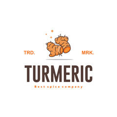 vector illustration of the turmeric spice logo icon, turmeric kitchen spice for the cooking food industry	