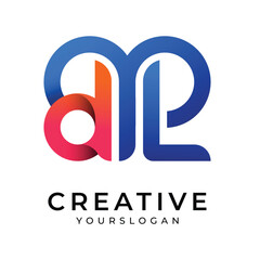 Letter dl logo, vector love dl colorful gradient logo design template