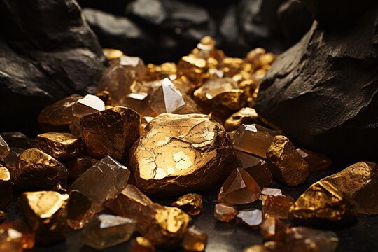 a pile of gold nuggets and rocks