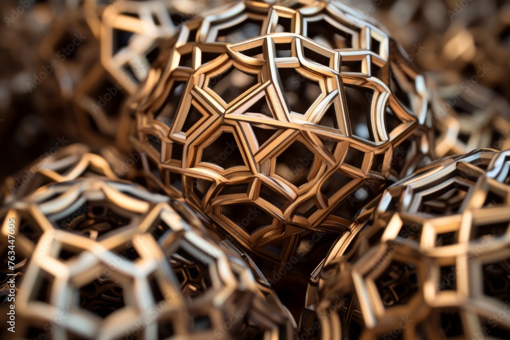 Aufkleber a close up of a 3d polyhedral dodecaprism displaying intricate geometric patterns