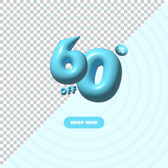 60 percent off 3d discount sale tag