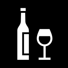 Wineglass and bottle icon. Symbol of wine or alcohol. Identification of a store or alcoholic menu card.