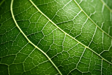 Detailed macro leaf texture pattern with veins - natural greenery botanical close-up photography