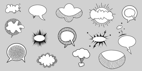 Collection of blank comic speech bubbles.Vector illustration,cartoon stickers.for concept design. - obrazy, fototapety, plakaty