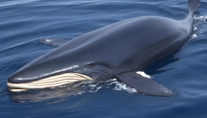 A Blue Whale With Its Mouth Closed Showing Its St Upscaled 12