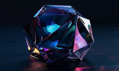 A vibrant multicolored diamond shining against a dark black background, showcasing its various hues and facets - obrazy, fototapety, plakaty