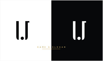 UJ, JU, U, J, Abstract letters Logo Monogram
