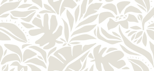Flower and leaf abstract seamless pattern.	