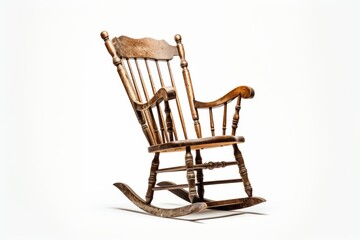 Vintage wooden rocking chair on a clean white background