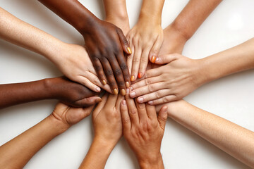 A Vibrant Collection Of Hands Of Various Skin Tones Come Together, Forming A Star, Symbolizing Unity And Diversity. Suitable For Advertising Events For Young People, Trainings, Social Projects