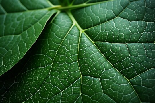 Close-up leaf texture, detailed pattern with veins and cells - natural background macro photography