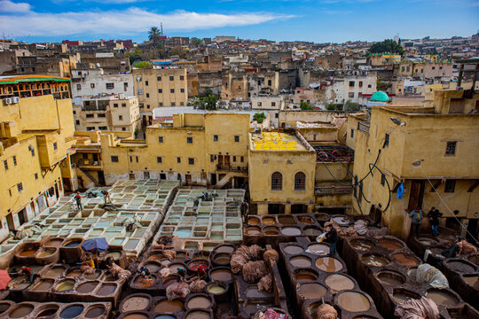 A view of the city and tannery