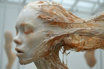 Womans Hair Covered in White Paint
