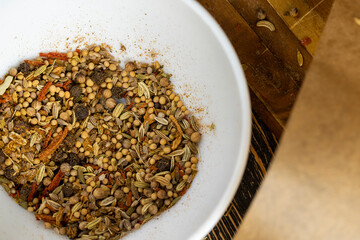 a large number of spices mixed together for marinating meat