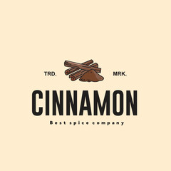 vector illustration of the cinnamon spice logo icon, cinnamon kitchen spice for the cooking industry