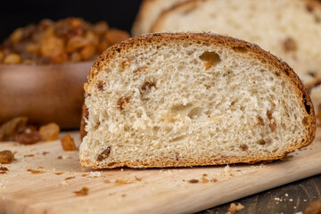 fresh and sweet wheat bun with raisins