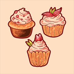 cake set illustration vector design