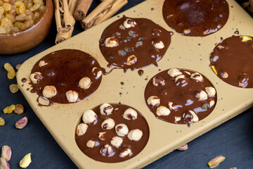 cooking chocolate bars with milk hot chocolate and nuts
