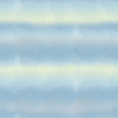 Hand drawn watercolor texture background, gradient from yellow to blue colors. For sky, sea, pond. Seamless horizontal stripe pattern.