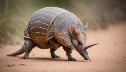 An Armadillo With Its Nose Twitching As It Sniffs Upscaled 7 - obrazy, fototapety, plakaty