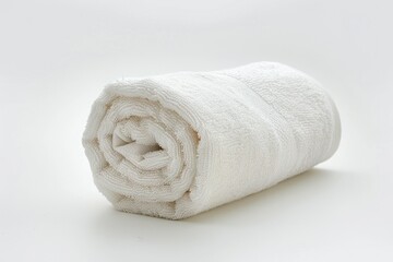 White rolled towel on white background
