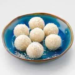 Fototapeta na wymiar Indian sweet Nariyal laddu or coconut sugar sweet balls