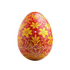 easter painted red yellow egg isolated on transparent background, png

