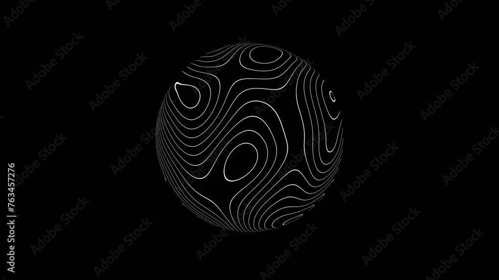 Poster abstract outline topographic contour map landscape pattern texture. black and white laser lines on g