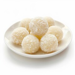 Fototapeta na wymiar Indian sweets ball called laddoo for Diwali festival made from semolina, coconut laddoo