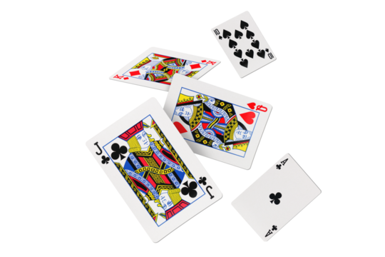 Falling playing cards on transparent background - Powered by Adobe