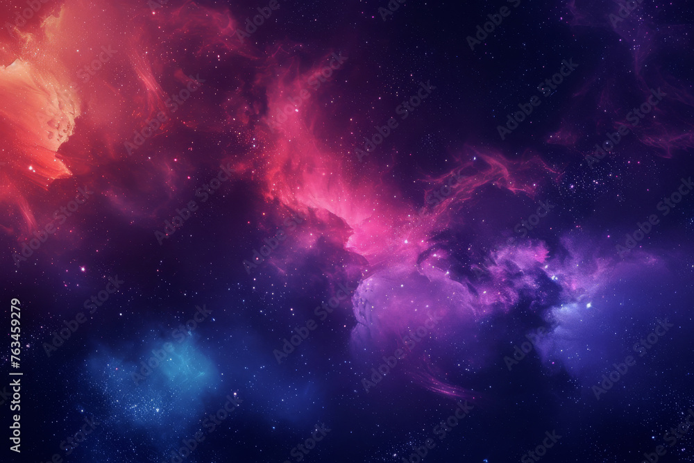 Wall mural vibrant cosmic nebula, featuring a blend of deep blues and radiant pinks in a celestial abstract bac